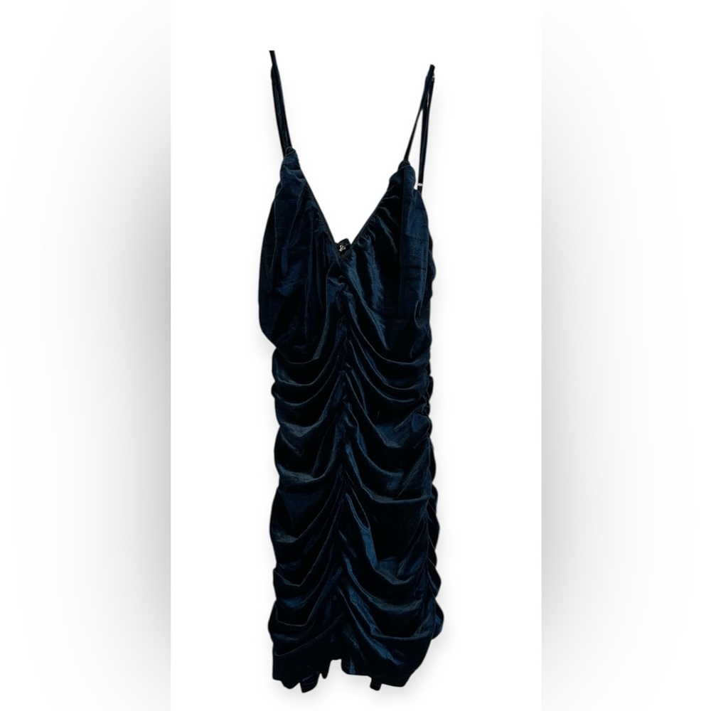 Lulu's Jeweled Teal Velvet Ruched Dress
